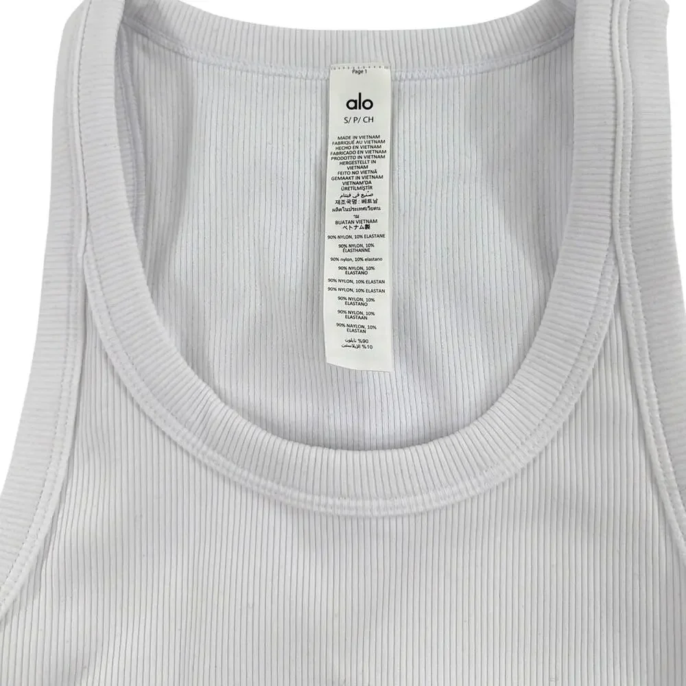Alo Yoga White Goddess Ribbed Go-To Tank Top Size S